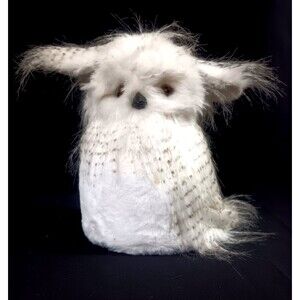 Fluffy White Owl Christmas Tree Topper 11" Holiday Time Ornament
